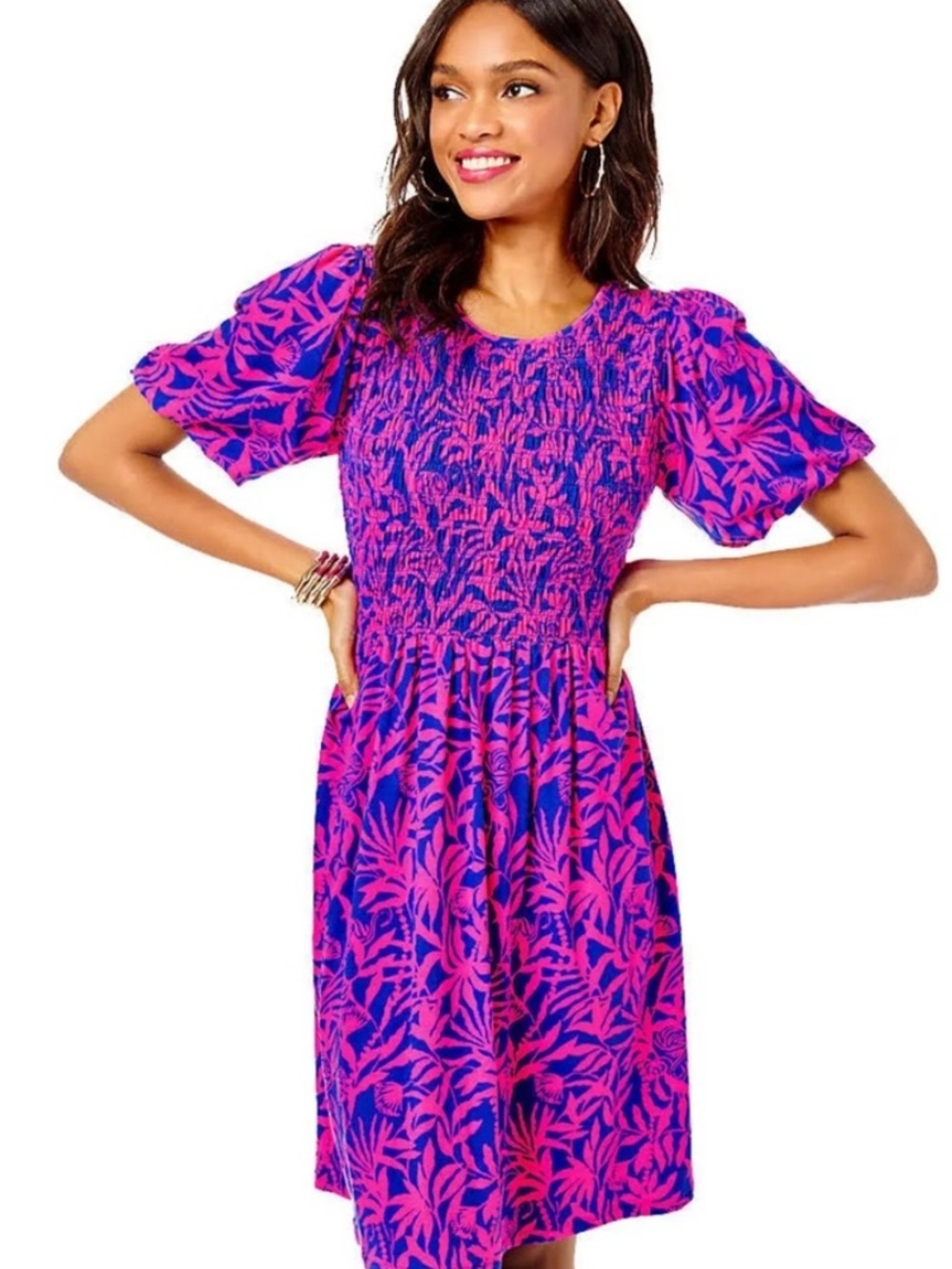 Lilly Pulitzer Chrystelle Dress SZ XS Pink Grenadine Flocking To Paradise